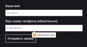 Сообщение «заполните это поле» при отправке формы с обязательным полем